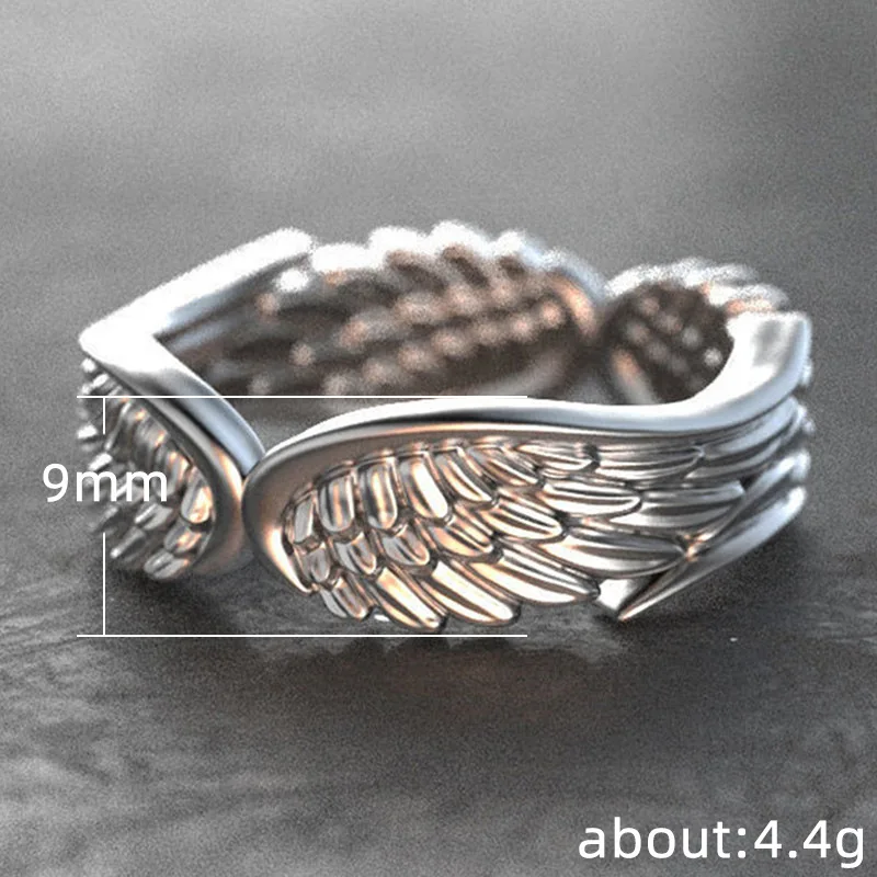 Huitan Simple Stylish Women Wings Rings Metal Silver Plated Romantic Gift Versatile Ring for Party Ladies Fashion Jewelry