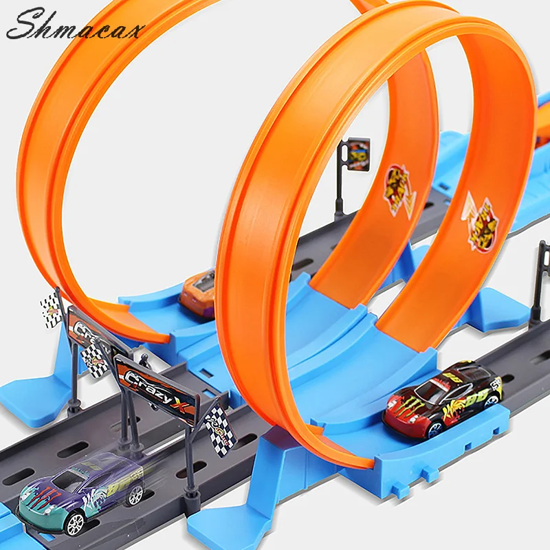 Giocattoli da corsa fai da te Track Stunt Speed doppie ruote per auto regalo per kit di binari per bambini modello assemblato bambini presenti