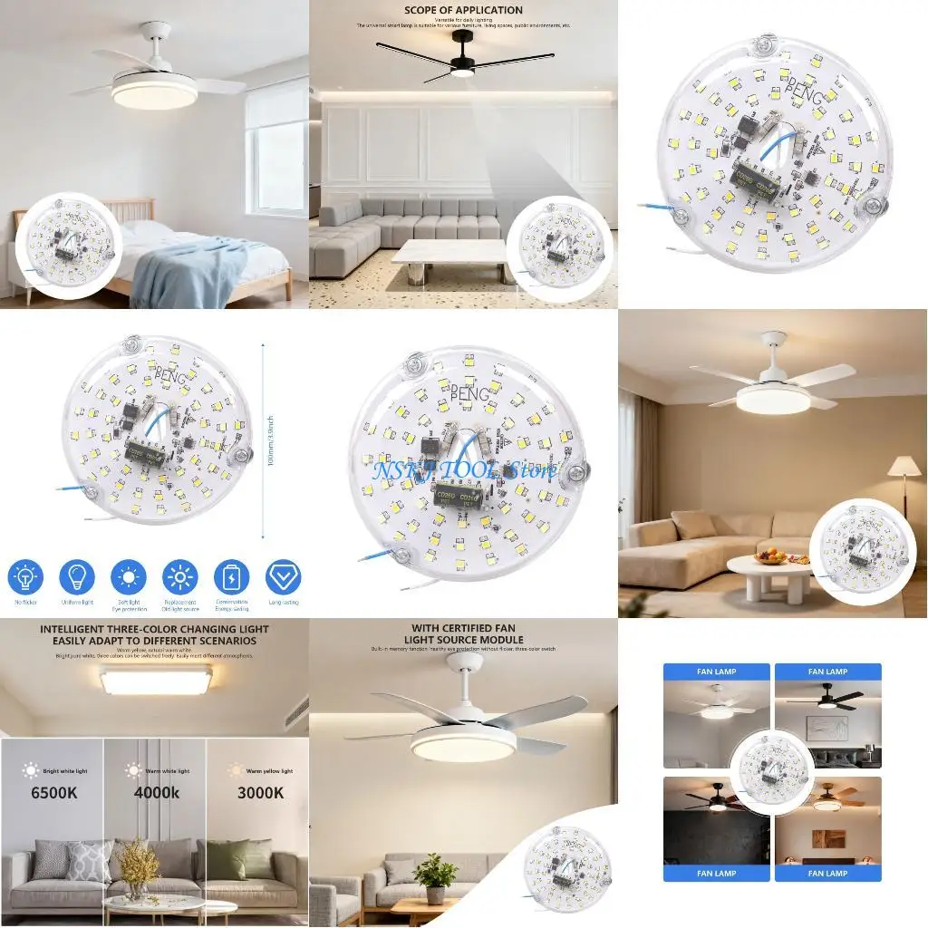 

L8RC Flicker 15W Light For Indoor Ceiling Fans Triac Dimming 220 230V Aluminum PC Design