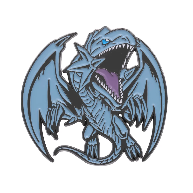 Anime Yu-Gi-Oh Blue-Eyes biały smok broszka emalia Pin Anime gra urządzenia peryferyjne odznaki plecaki z klapami biżuteria akcesoria prezent — zdjęcie 2