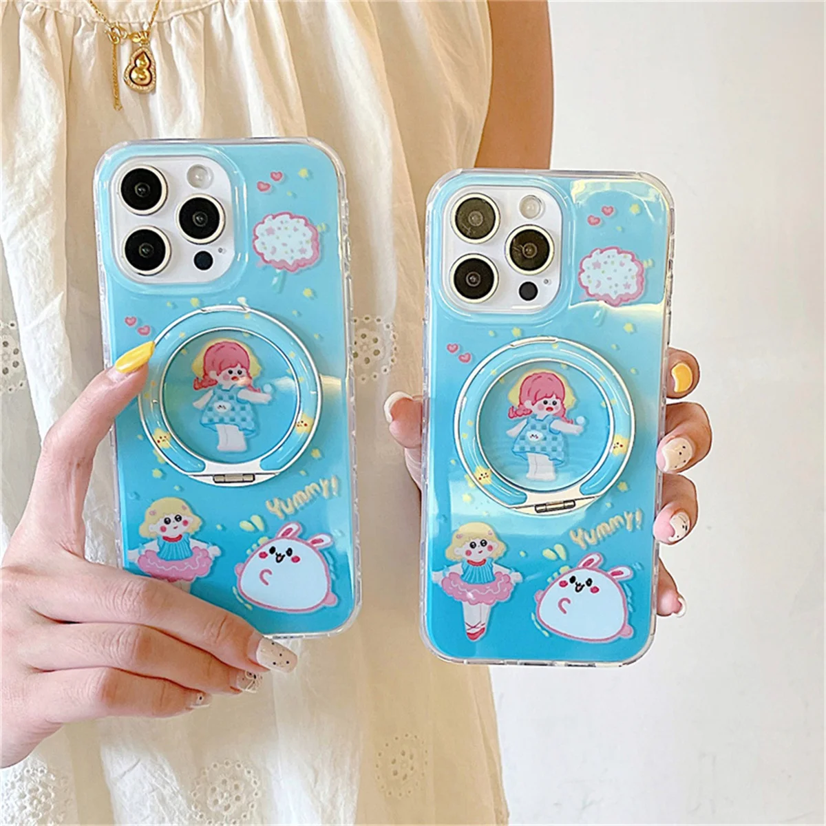 

Funny Cute Dancing Hellokitty Girl Phone Case For iPhone 17 16 Pro 15 14 Pro Max Back Cover with Ring Holder Shockproof Capa