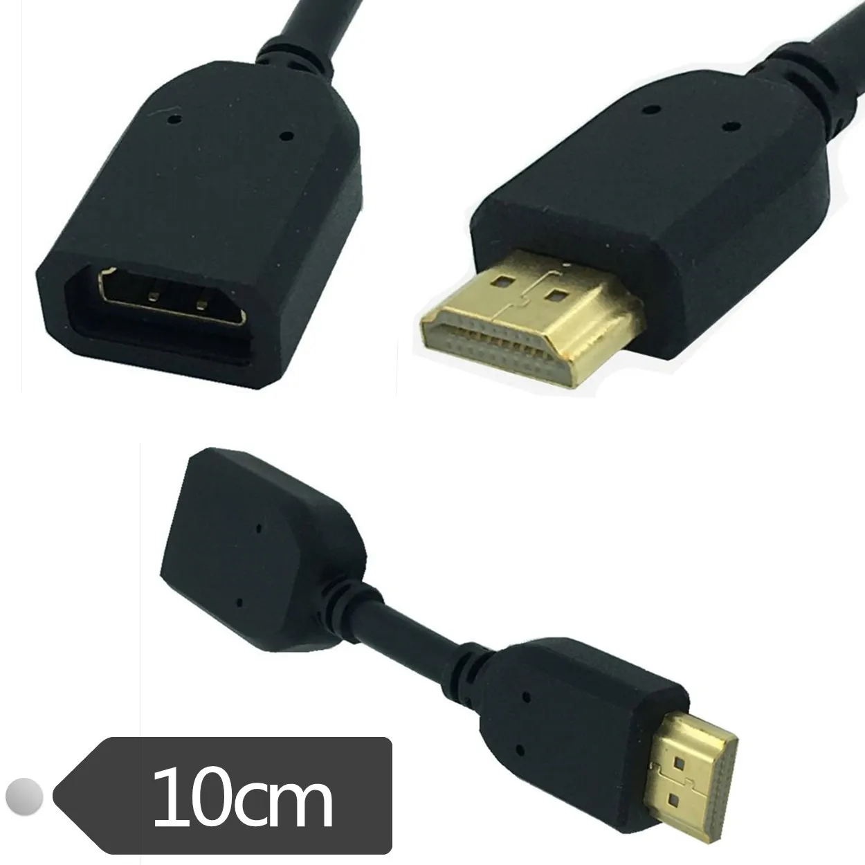 10cm HDMI-compatible Extension Cable Gold Plated Extender Adapter Widely Compatible TV Set Top Box for Google Chromecast