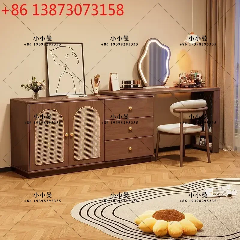Desk integrated medieval style bedroom complete set of furniture small apartment retractable dresser