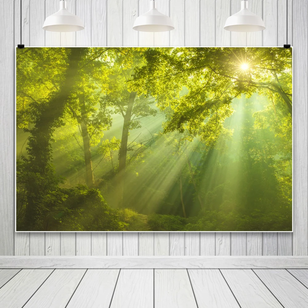 Spring Greenery Backdrop Cloth Forest Sun Path Background For Photography Living Room Birthday Decorations Supplies Photobooth