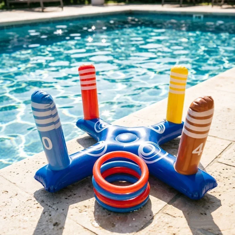 PVC Inflatable Game Set Ring Toss Bowling Basketball Frame For Pool Beach Backyard Family Carnival Party Entertainment Activitie