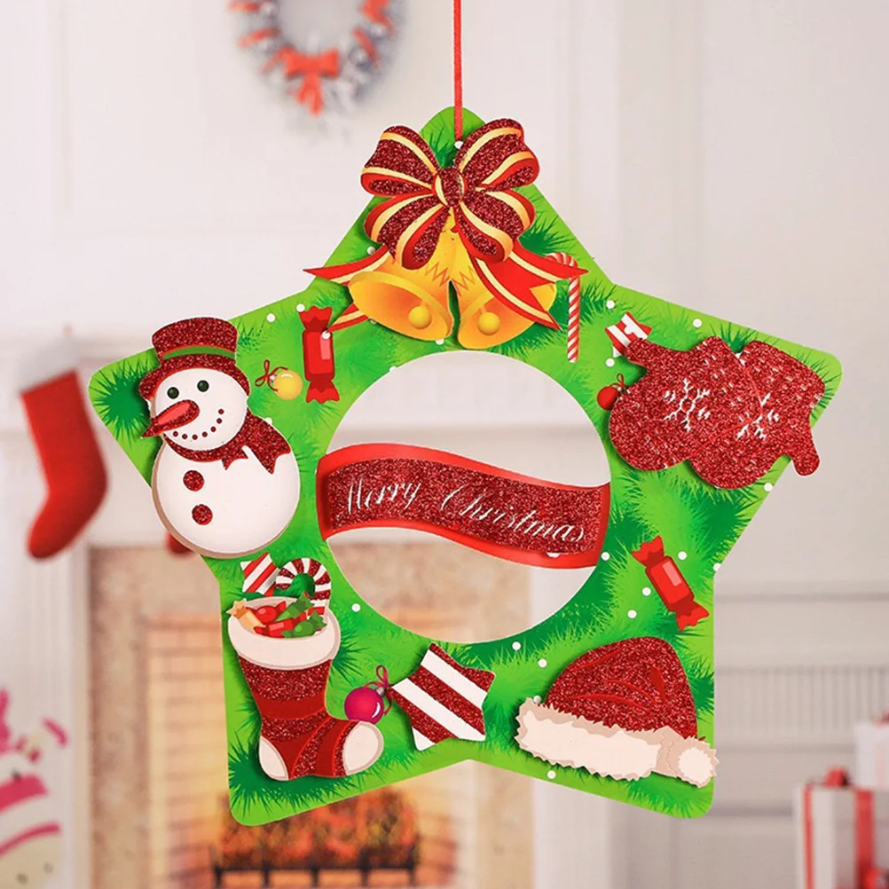 

1Pcs Environmentally Friendly Christmas Garland Door Hanging Paper Wreath for Holiday Home Decor Fireplace Wall Door Decoration