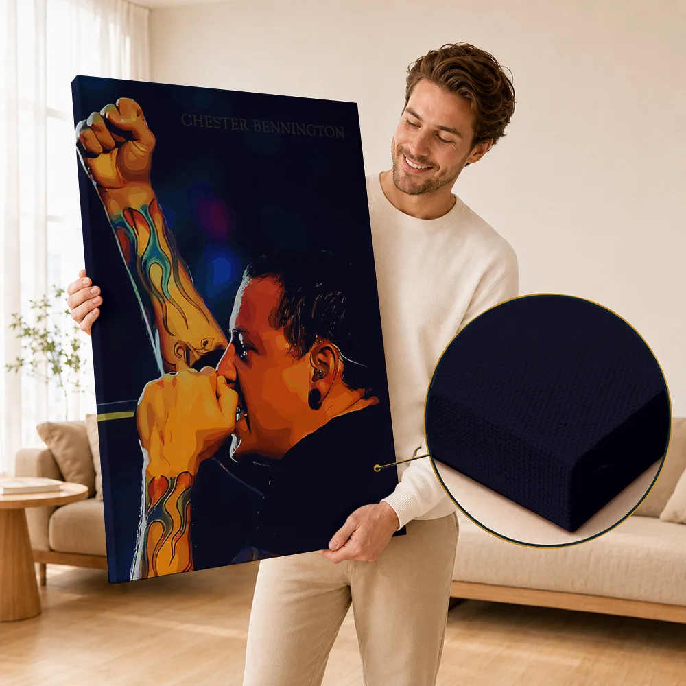 Chester Bennington Canvas Print Poster Customized Photo Iconic Rock Legend Tribute Style Wall Art For Man Cave Collector Gift