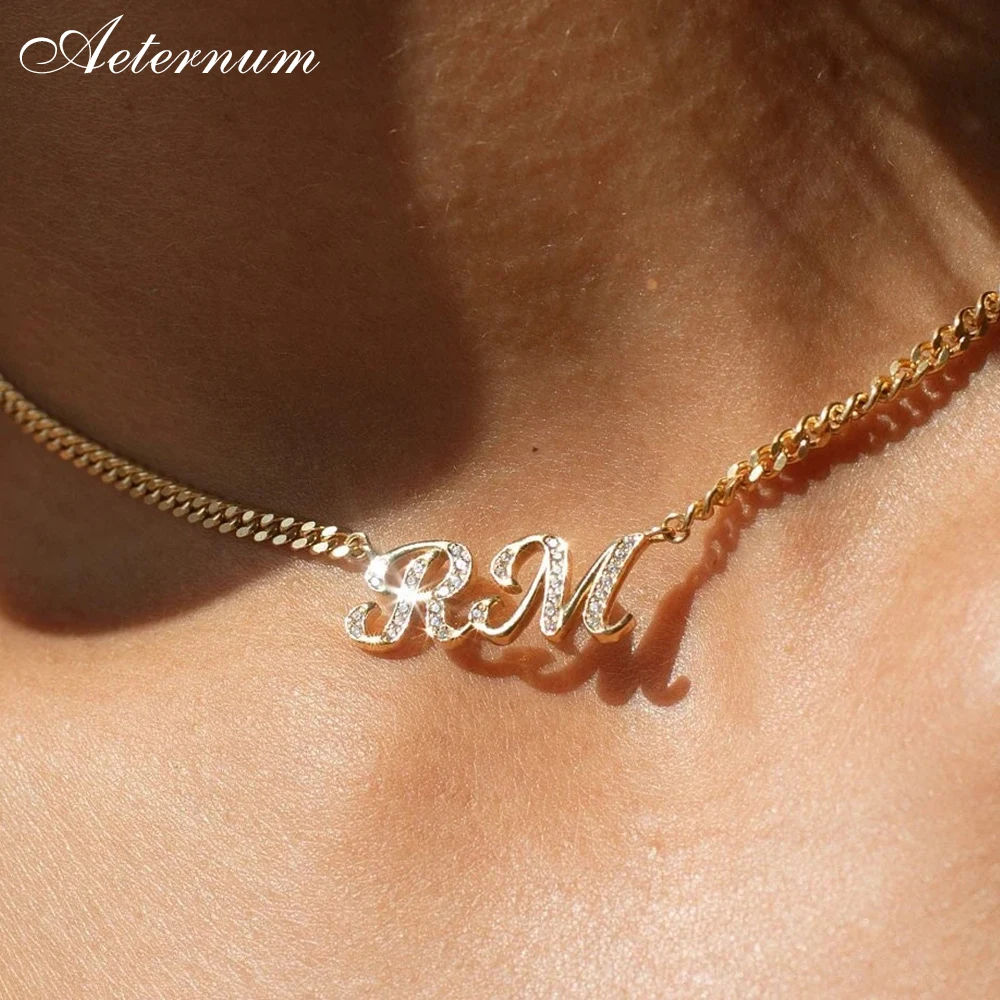 สร้อยคอชื่อสั่งทำสำหรับผู้หญิง พร้อมจี้เพทายสแตนเลส เครื่องประดับเพชรคุณภาพดี ของขวัญวันหยุด