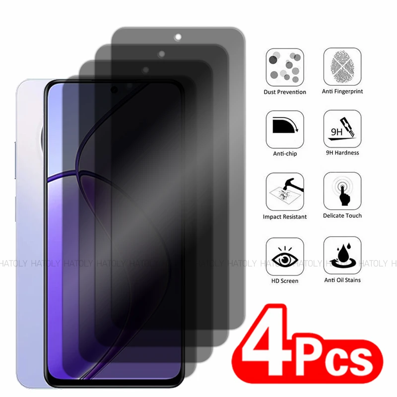 

2/4PCS Anti-Spy Screen Protector For Realme 12 5G Privacy Tempered Glass Realme 12 5G Full Glue Privacy Phone Glass Realme 12 5G
