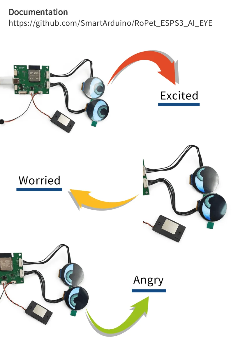 AI Xiaozhi Expression, Eye Touch, RoPet Vollständig Open Source AI Binocular Tactile Robot Solution Version – Detail 2