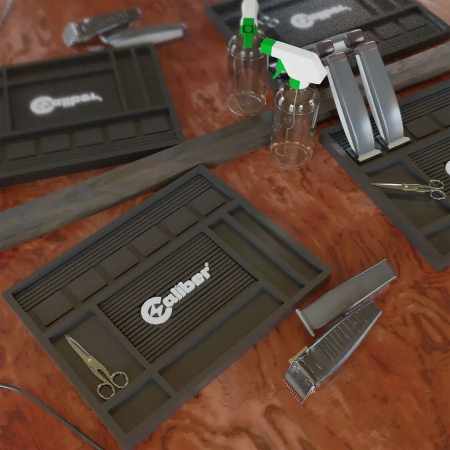 Tappetino 6 spazi magnetici per tagliacapelli Superficie antiscivolo resistente al calore Mantiene strumenti di barbiere e bellezza organizzati