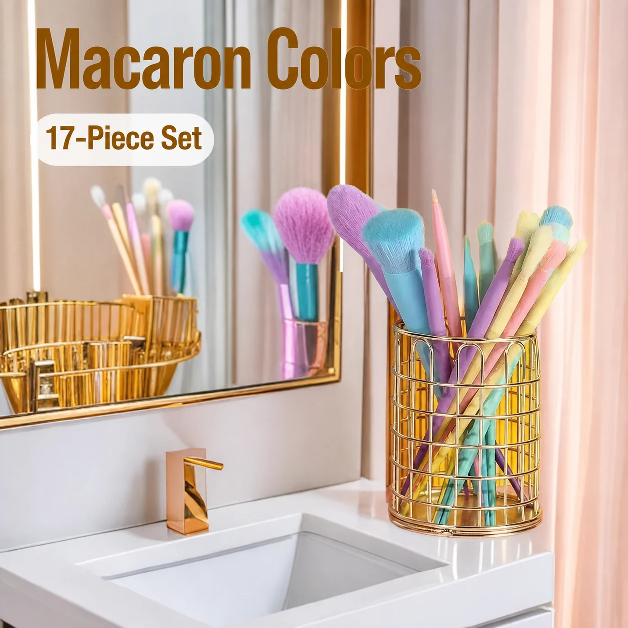 17 Color Multi-Color Makeup Brushes Macaron Color Brushes Eyeshadow Foundation Makeup Brush Set Colorful Makeup Tools Full Set