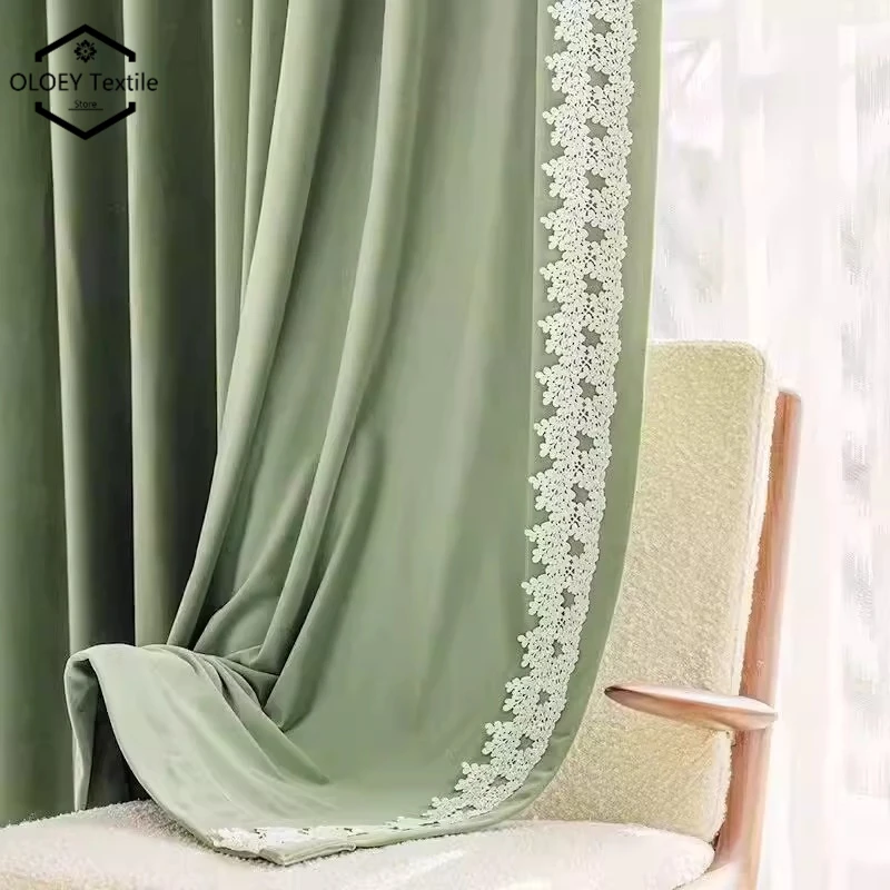 

Luxury Rococo Purple Velvet Curtains French Princess Style Heavyweight Blackout Lace Trim Drape for Bedroom Living Room Palace
