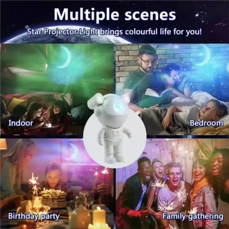 BMBY-Moon Lamp Nebulosa Galaxy Efeitos LED Star Light Projetor Astronauta Lâmpada de projeção infantil