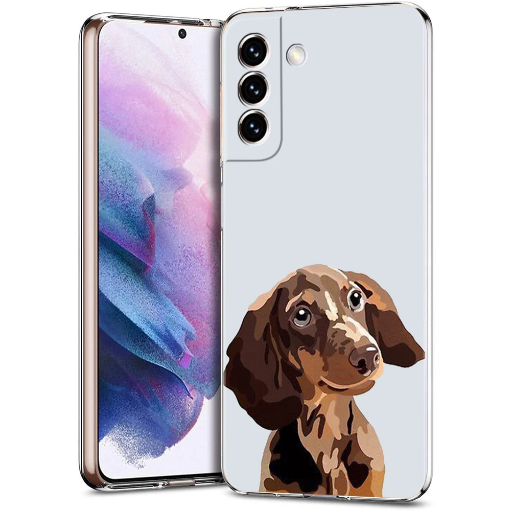 Phone Case For Samsung Galaxy S24 Ultra S23 FE S22 S20 S21 5G S10 S9 Plus S10E S8 Soft Clear Dachshund Sausage Dog Cover