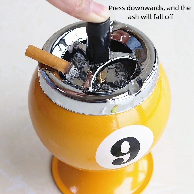 Billiard-Shaped Press-Type Funny Stylish Ashtray Portable Anti-Odor And Anti-Smoke Ashtray With Lid For Home Car