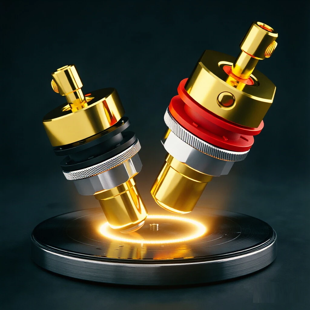 Monosaudio RCA Female Sockets Chassis Pure Copper/Gold/Rhodium Plated with Brass Fix Screws and Teflon Insulators-C406