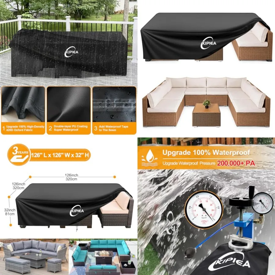 

Outdoor Furniture Covers Waterproof, 420D Heavy-Duty Patio Furniture Set Covers, No Tears Anti UV No Fading