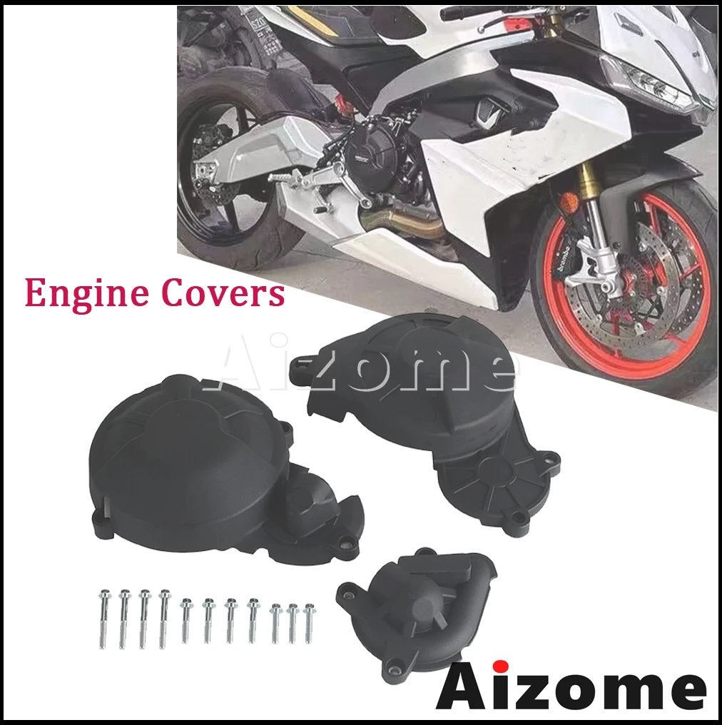 Motorcycle Accessories Engine Protective Cover Case Black For RS 660 Tuono 660 Tuareg 660 2021 2022 2023 Engine Guard Cover Kits