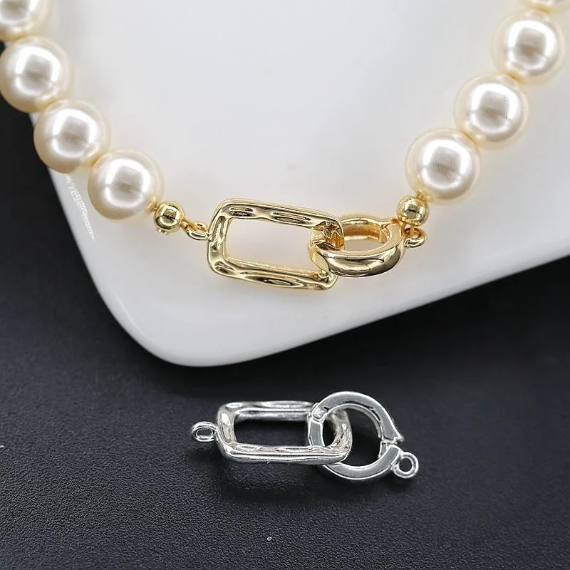 

1pcs Copper-Plated Gold Irregular Classic Oval Pearl Necklace Clasp for Women DIY Jewelry Making Materials Accessories Wholesale