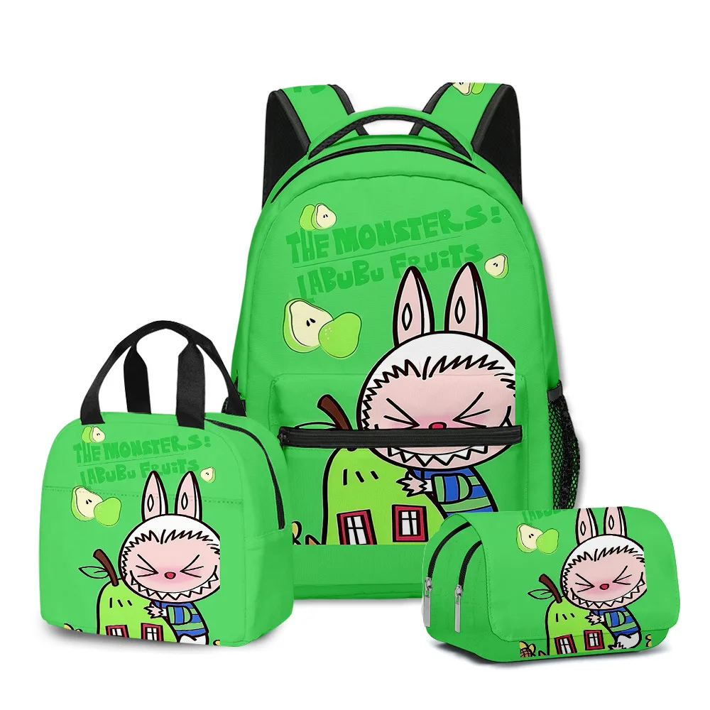 3D New Product 2024 Labubu Peripheral Student School Bag Backpack Lunch Bag Pencil Case Three-piece Set Best Gift Kawaii