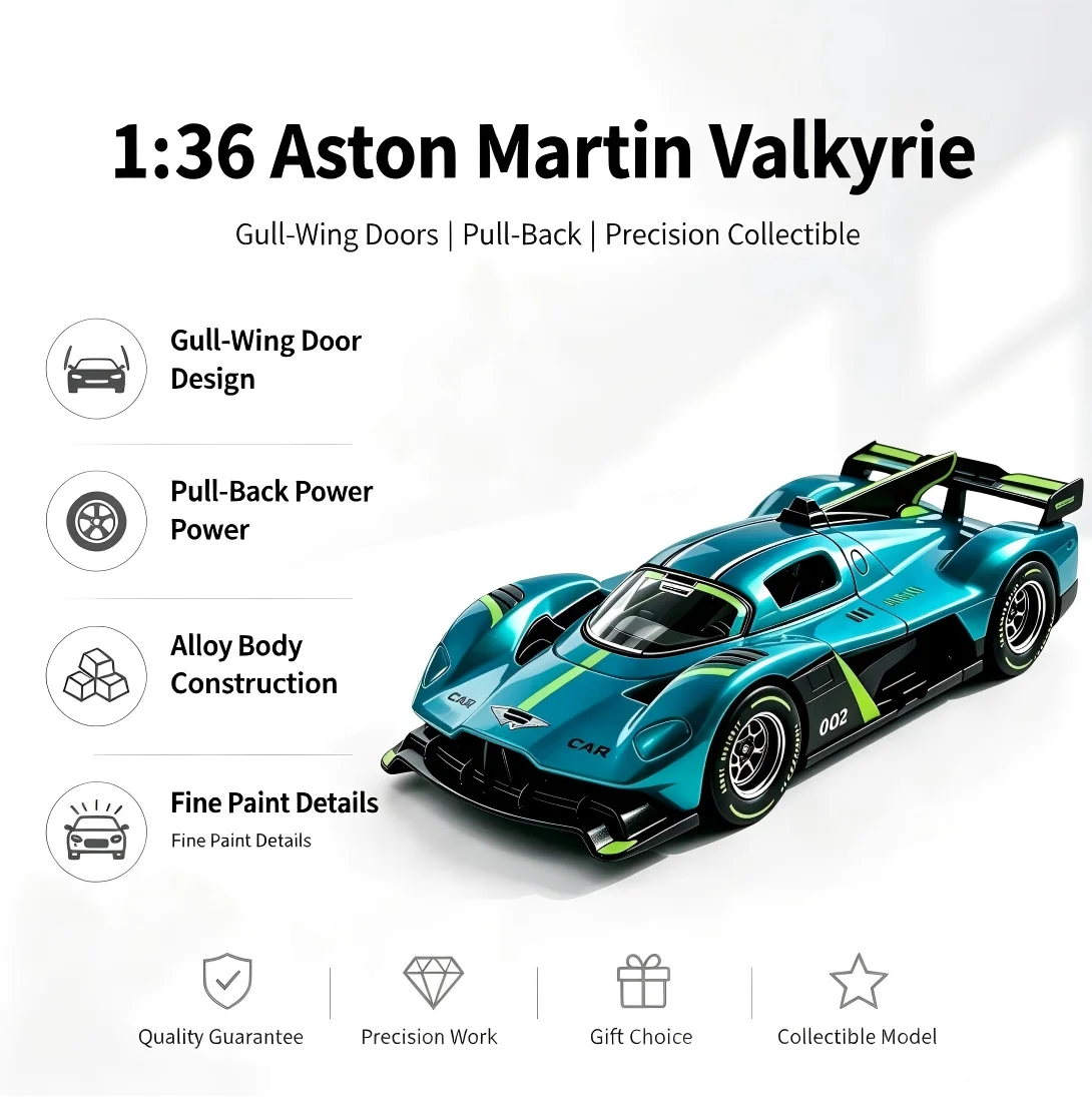 1:36 Metal Sports Car Replica Pull-Back Openable Doors, Alloy Vehicle Ornament for Automobile Enthusiast Collection - view 6