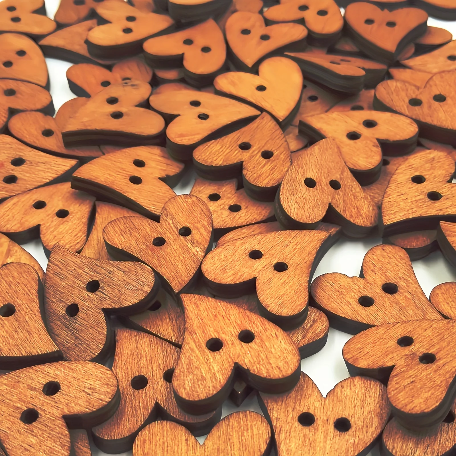 100pcs Wooden Heart-Shaped Buttons, Wooden Vintage Buttons For Clothing Sewing, Craft, And DIY Projects & More!