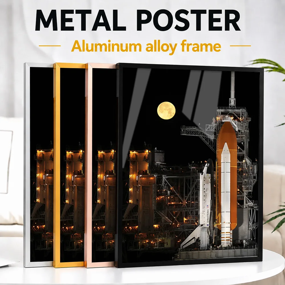 Space Shuttle Framed Metal Poster Personalized Photo Cosmic Exploration Style Wall Art For Science Room Premium Collector Gift