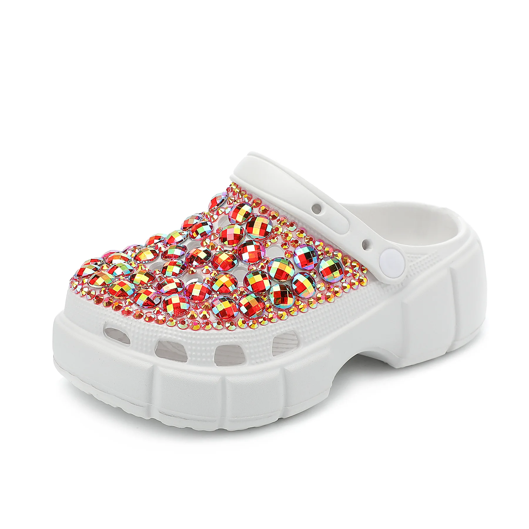 

Summer 2026 Women's Handmade Diamond Hole Shoes College Girls Non-slip Beach Slippers Ladies Vacation Shiny Lazy Shoes Sandals