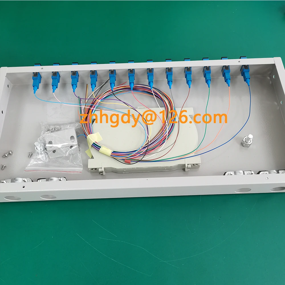 12 Port Fiber Patch Panel SC Pigtail ODF 1U Optical Fiber Terminal Box Optical Fiber Distribution Frame