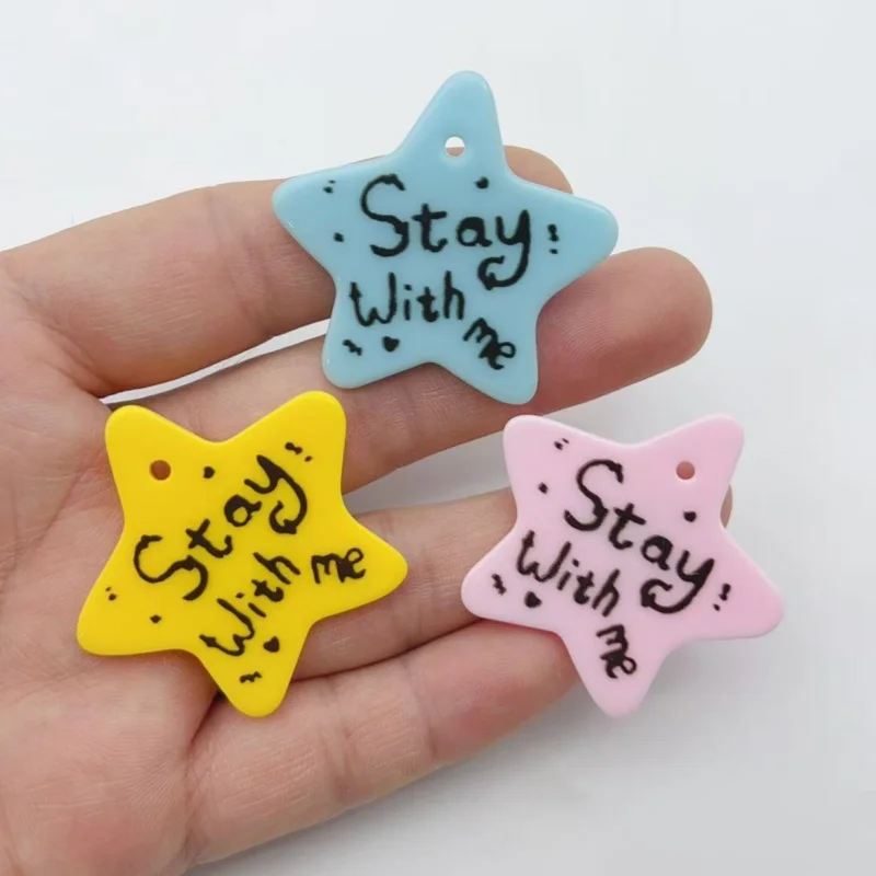 10 piezas de pentagramas de resina, pequeños accesorios hechos a mano, colgante DIY, accesorios para collares, material con patrón de pentagrama impreso