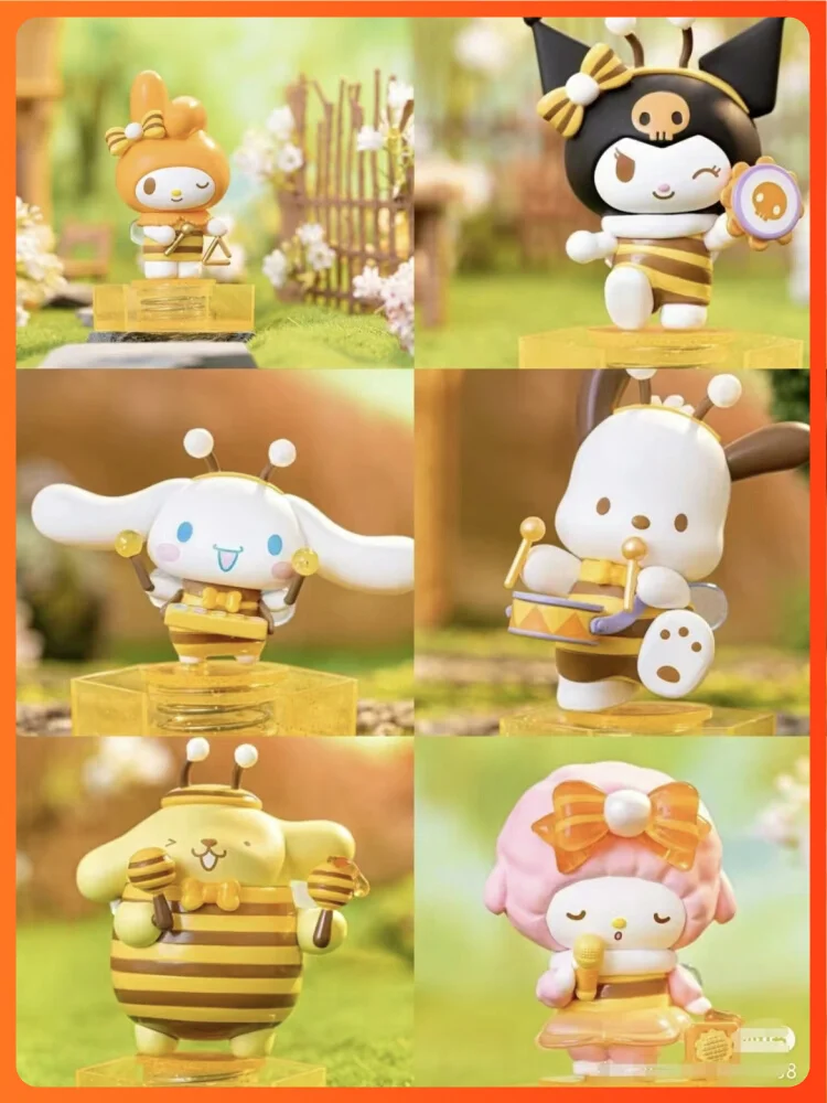 Sanrio Cartoon Blind Box Cinnamoroll My Melody Kuromi Hello Kitty Pompom Purin Piano Little Bee Concert Mysterious Surprise Doll