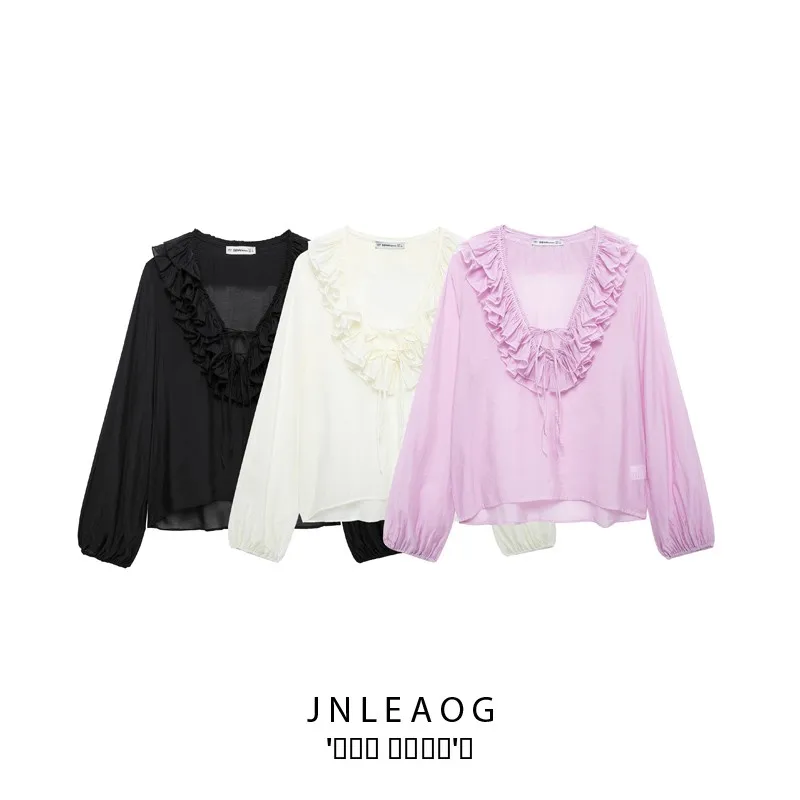 

Faionable Layered Decorative irt JNLEAOG Women's Clothing Autumn New Sle Versatile Sli Polyester Fiber Long Sve ...