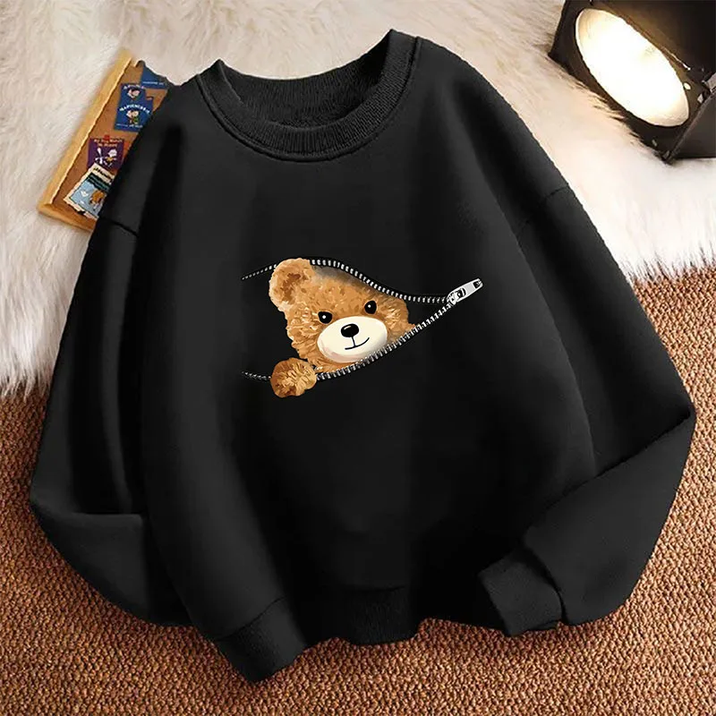 Cute Fashion Bear Funny Hoodie Kids Children's Pullover Sweatshirt Hoody for Boys Girls Casual Hoodies Hip Hop Clothes