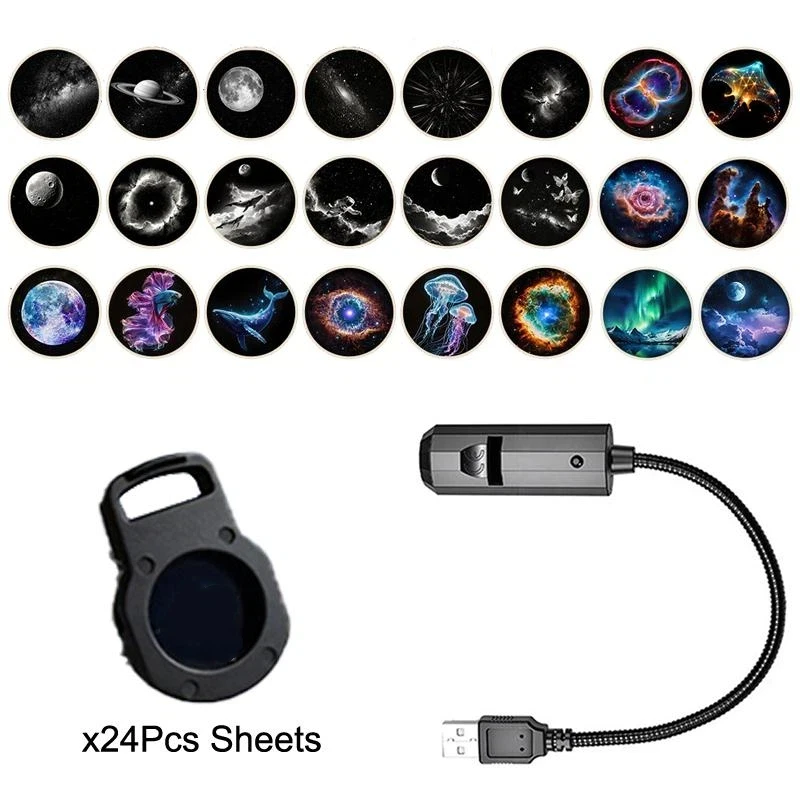 1 Set Romantic Rotatable Galaxy Star Projector Portable USB LED Night Light Sleep Atmosphere Lamp Home Wedding Party Decoration