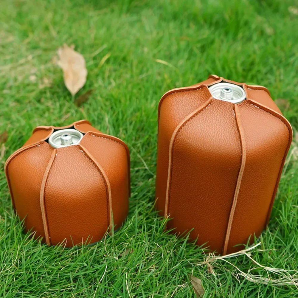 1x Camping Gas Tank Leather Case Gas Cylinder Protective Cover Gas Heater Case Cover Durable Canister Camping Supplies