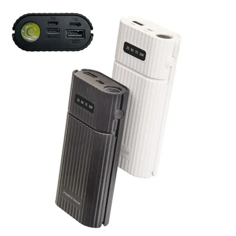 652F Typ C + Micro USB+8-PIN Eingang Version 2x 18700 21700 DIY für Case USB Handy Ladegerät mit LED – Detail 5
