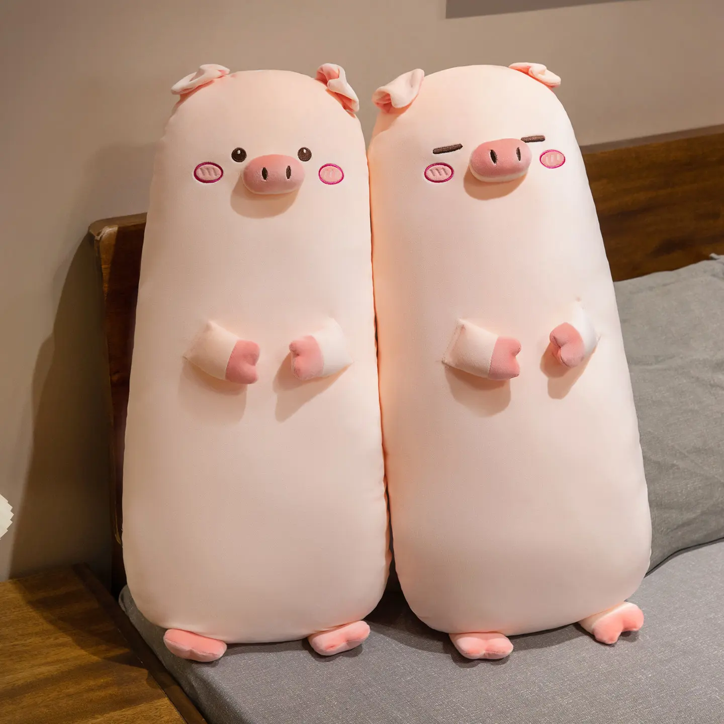 New Cute Pig Long Pillow Cartoon Piggy Plush Toy Soft Stuffed Animal Pink Pig Doll Piglet Cushion Girlfriend's Birthday Gifts