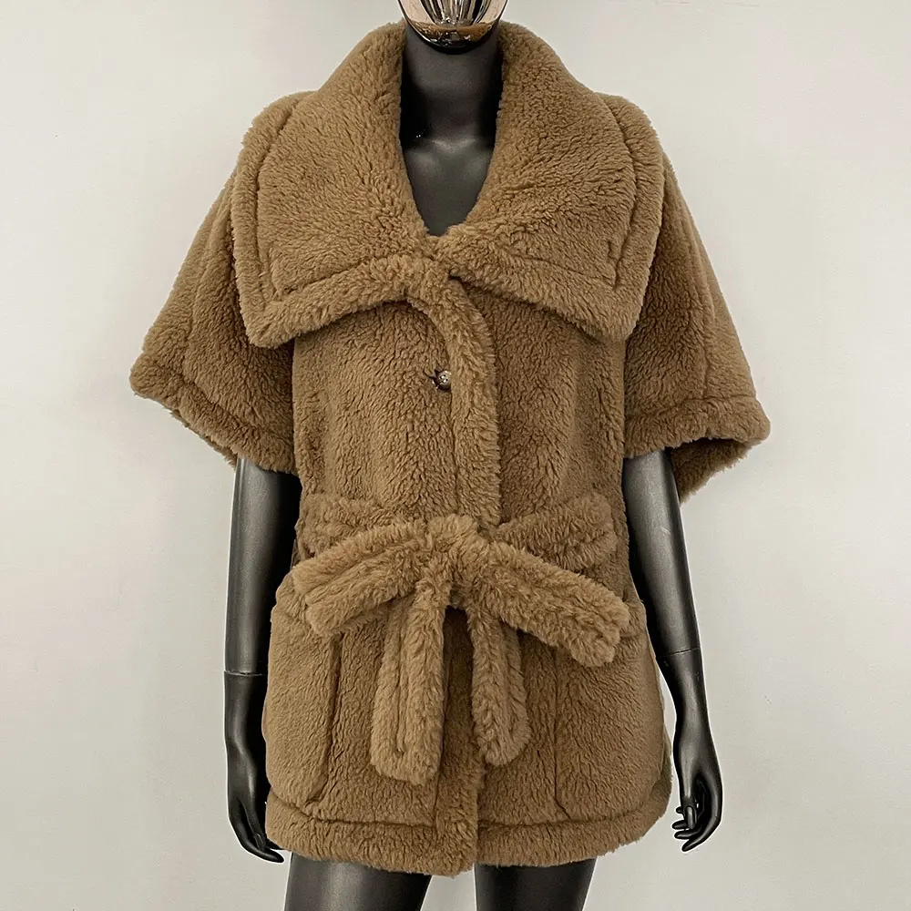 OFTBUY 2025 Dame Wollen Jas Korte Teddy Vest Jas Vrouwen Vest Gilet Bont Vest Oversize Mouwloos Bont Vest Vrouwen Bontjas