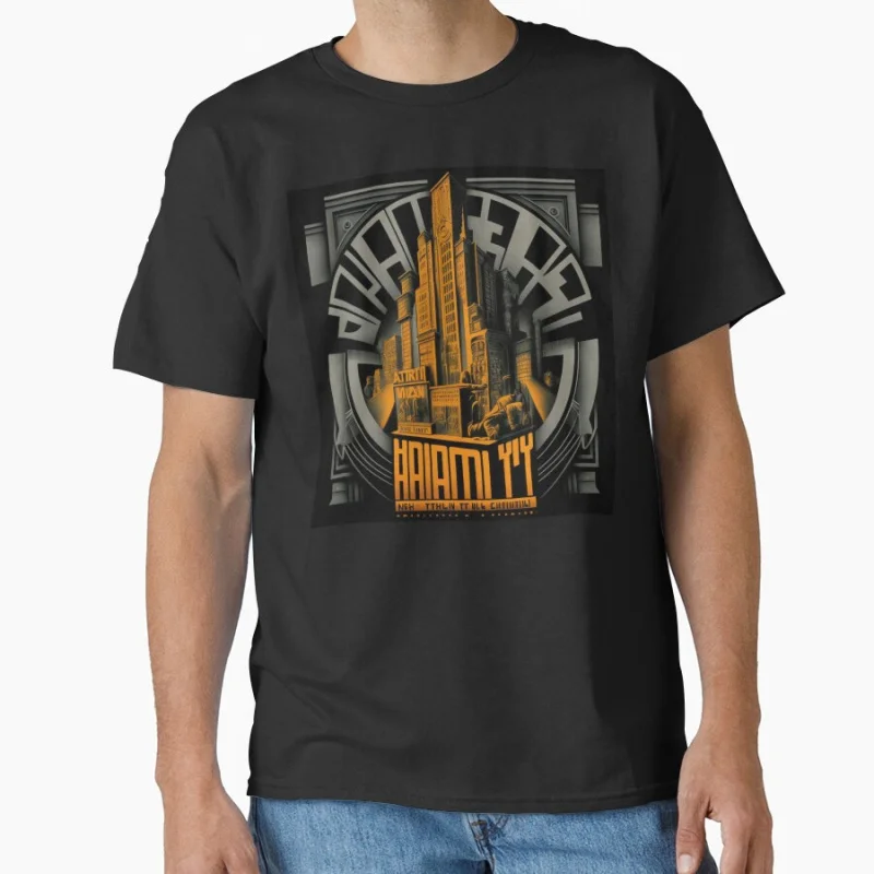 

Retro Fritz Lang sci fi MetropolisCity Futuristic Cinema Cinema Light shows gigantic T-shirt large size Adult Tops S-6xl