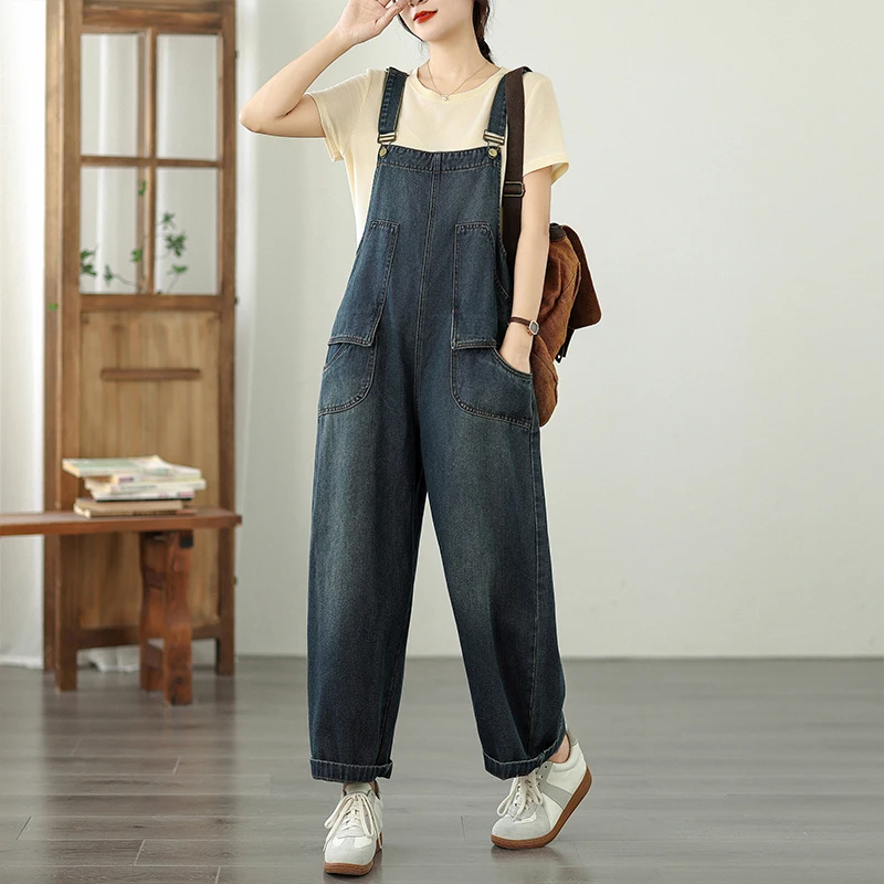 Plus Size Vrouwen Afslanken Een Stuk Jeans Casual Losse Negen Stuk Faionable Rechte Pijpen Broek Artistieke Pendelen Sle