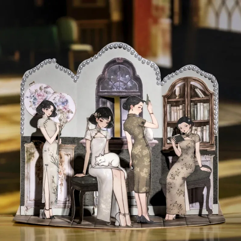 مجلة الذهاب 20 قطعة ملصقات فتاة شيونغسام الصينية خمر لتقوم بها بنفسك ألبوم اليوميات الزخرفية كلية غير المرغوب فيه مجلة سكرابوكينغ الشارات #2