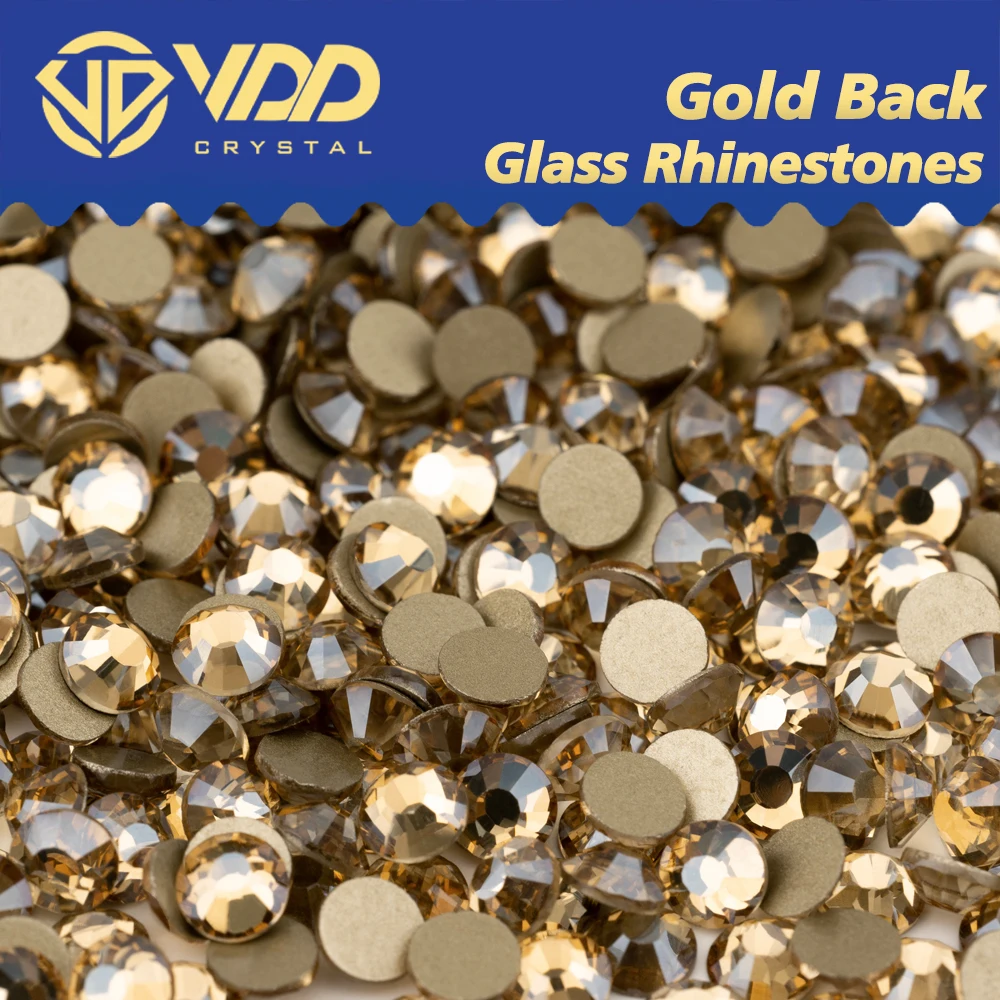 VDD 1440Pcs SS4-SS20 High Quality Glass Rhinestones Crystal Gold Flatback Strass Stones For Nail Art Crafts DIY Decorations