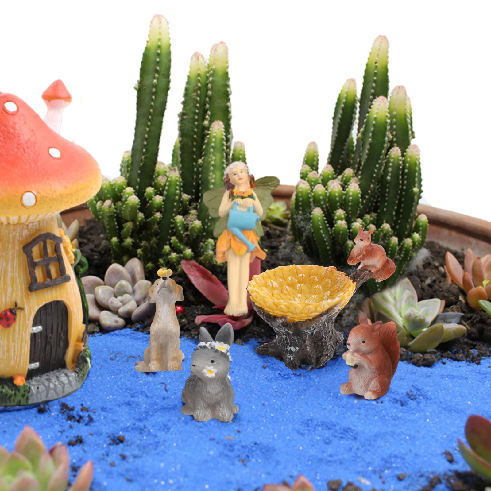 

Inspiring Fairy House Set Including Colorful Mushroom Design and Adorable Animal Figurines for Fantasy Gardens