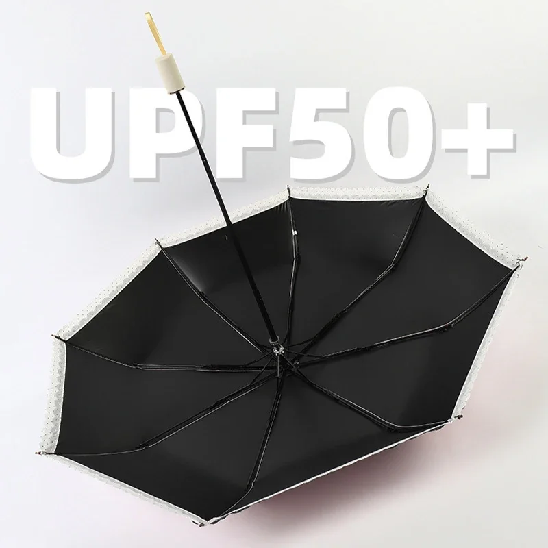 Lace Sunscreen Umbrella Sunshade Small Fresh Thickened Black Glue Anti-ultraviolet Simple Elegant Young Lady Cute Sun Umbrella