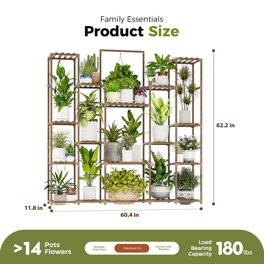Large Plant Shelf Plant Stand Indoor Hanging Tall Outdoor Plant Holder Wood For Multiple Plants Plant Rack For Living Room Garde