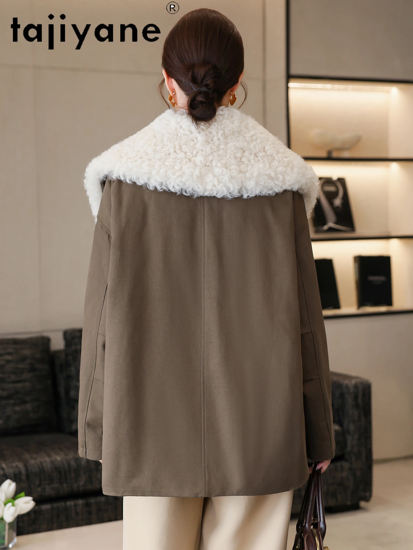 معاطف TAJIYANE 90% من ريش الإوز معاطف نسائية أنيقة بياقة صوف سترات سترة دافئة ملابس خارجية نسائية شتوية ملابس نسائية 2025 duбlenка