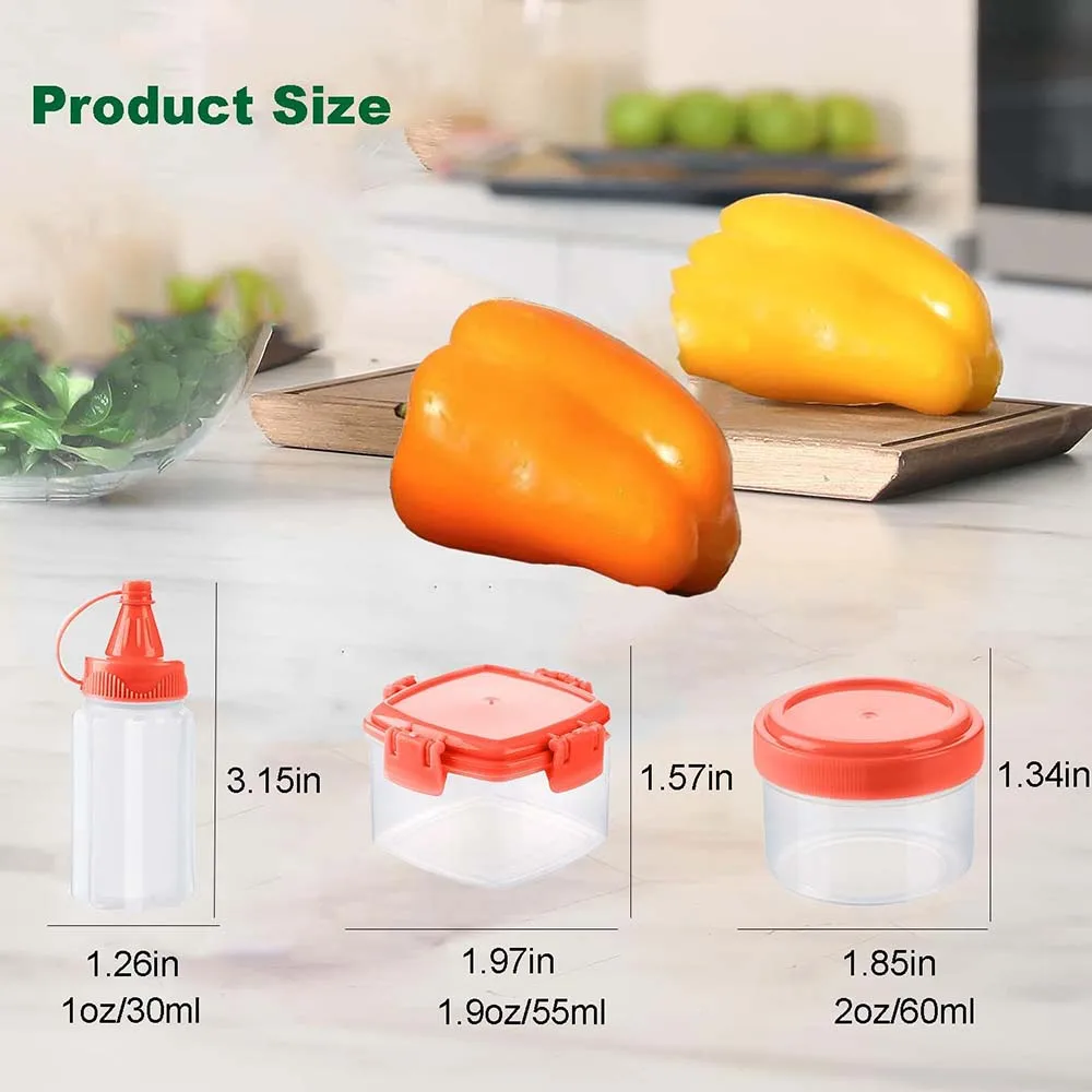 9 Pack Mini Plastic Sauce Squeeze Bottles Seasoning Boxes Salad Dressing Containers, Tiny Condiment Squeeze Bottles 1-2 Ounce