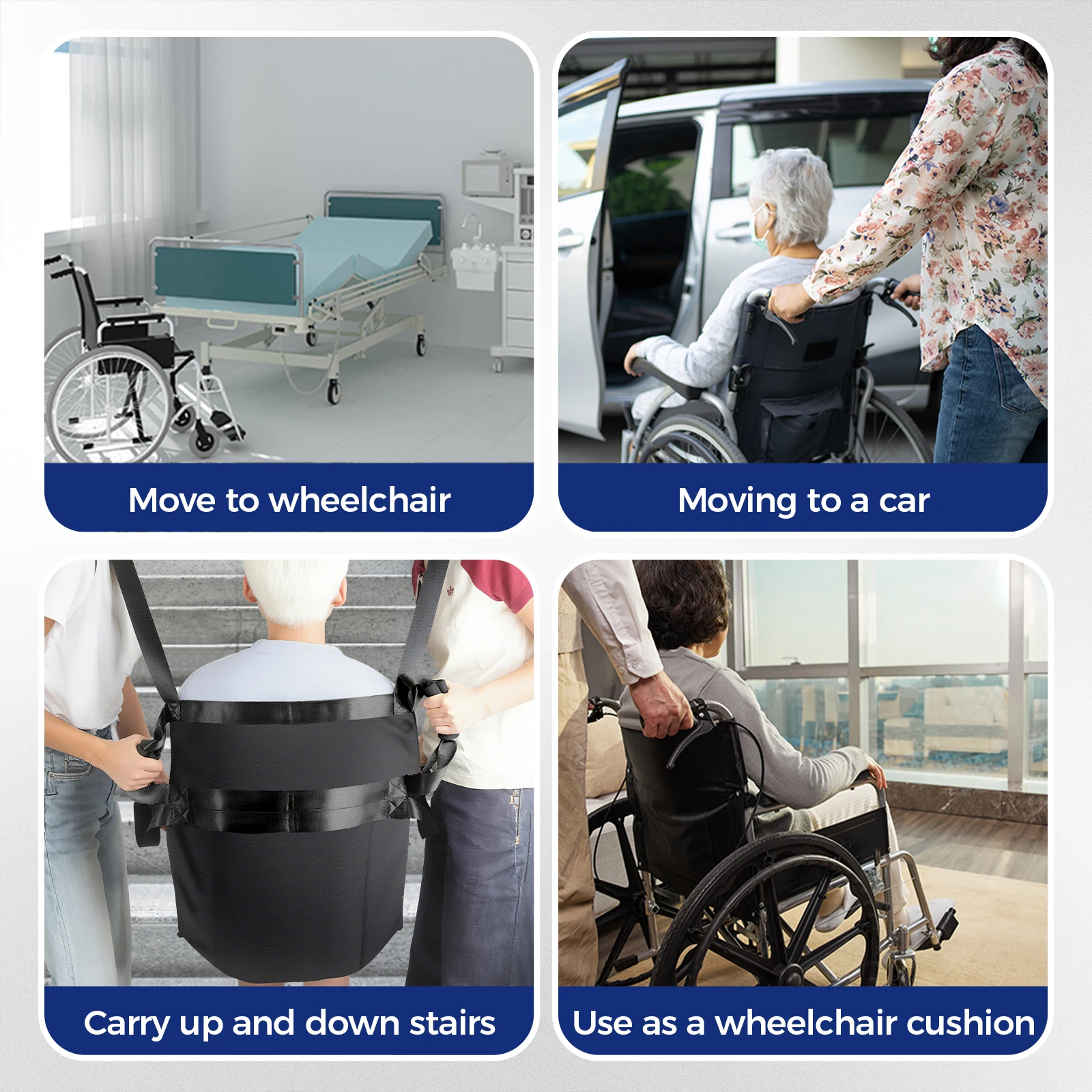 LEFEKE Patient Lift Transfer Belt for Wheelchair Car Bed, Portable Lift Assist Pad, Slide Board Sling Seat for Elderly Care view 6