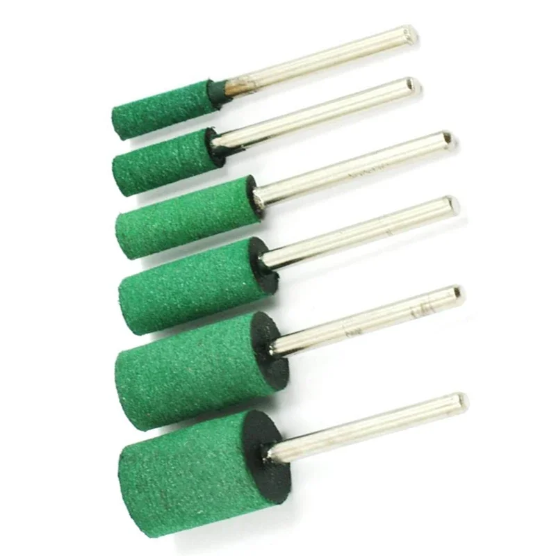 6pcs Rubber Cylinder Head Polishing Buffing Grinding Drill Tool Shank Dia. 3mm